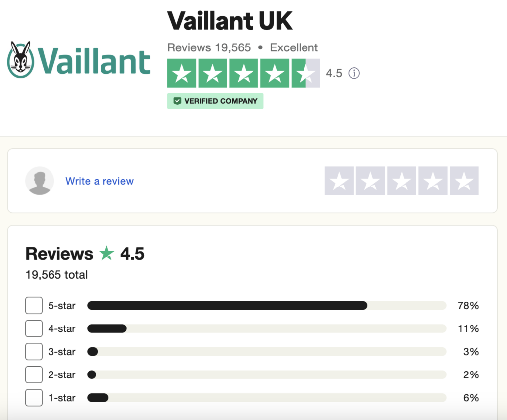 Vaillant truspilot customer reviews